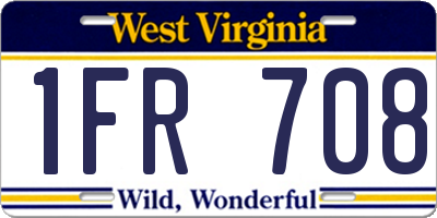 WV license plate 1FR708