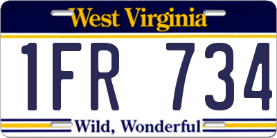 WV license plate 1FR734