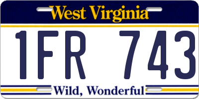 WV license plate 1FR743