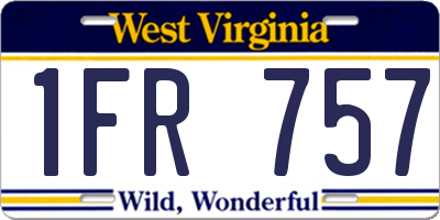 WV license plate 1FR757