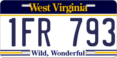 WV license plate 1FR793