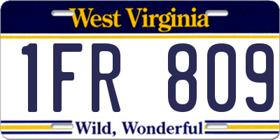 WV license plate 1FR809