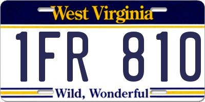 WV license plate 1FR810
