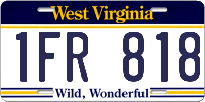 WV license plate 1FR818
