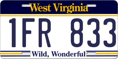 WV license plate 1FR833
