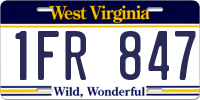 WV license plate 1FR847
