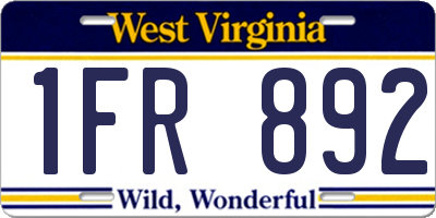 WV license plate 1FR892