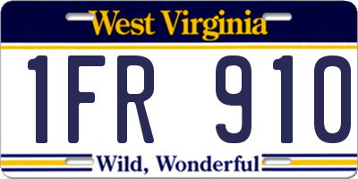 WV license plate 1FR910