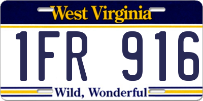 WV license plate 1FR916