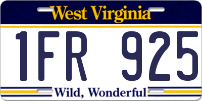 WV license plate 1FR925