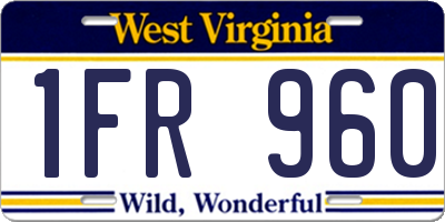 WV license plate 1FR960