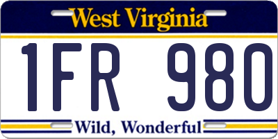 WV license plate 1FR980