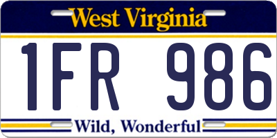 WV license plate 1FR986