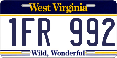 WV license plate 1FR992