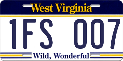 WV license plate 1FS007