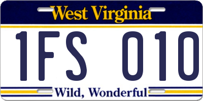 WV license plate 1FS010