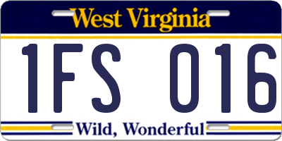 WV license plate 1FS016