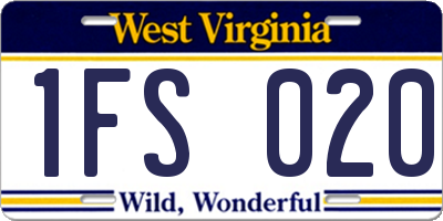WV license plate 1FS020