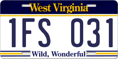 WV license plate 1FS031