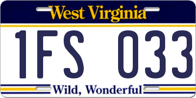 WV license plate 1FS033