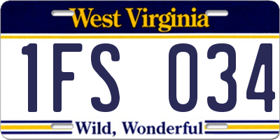 WV license plate 1FS034