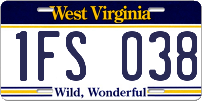 WV license plate 1FS038