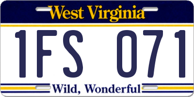 WV license plate 1FS071