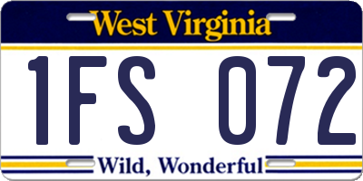 WV license plate 1FS072