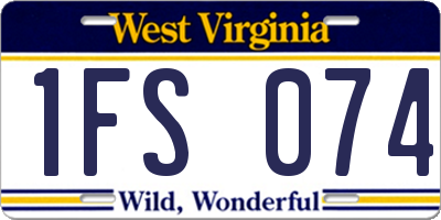 WV license plate 1FS074