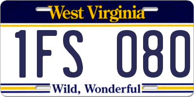 WV license plate 1FS080