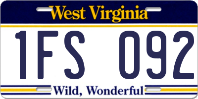 WV license plate 1FS092