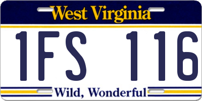 WV license plate 1FS116