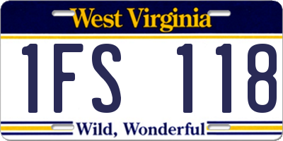 WV license plate 1FS118