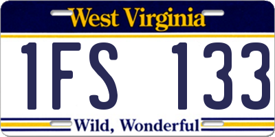 WV license plate 1FS133