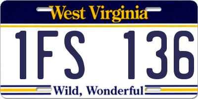 WV license plate 1FS136