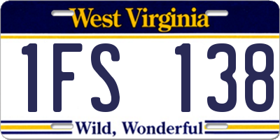 WV license plate 1FS138