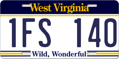 WV license plate 1FS140