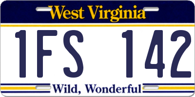 WV license plate 1FS142