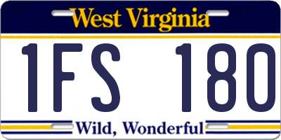 WV license plate 1FS180