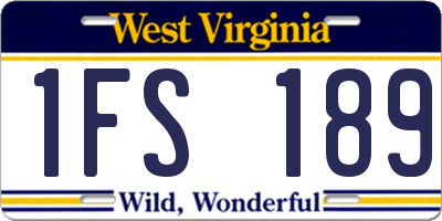 WV license plate 1FS189