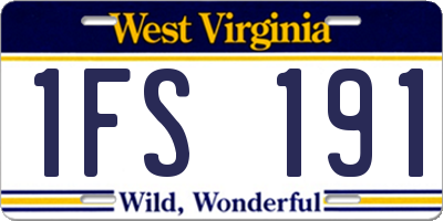 WV license plate 1FS191