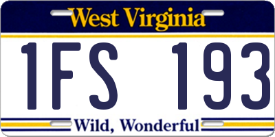 WV license plate 1FS193