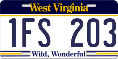 WV license plate 1FS203