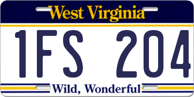 WV license plate 1FS204