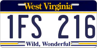 WV license plate 1FS216