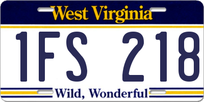 WV license plate 1FS218