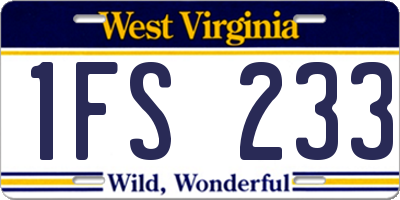 WV license plate 1FS233