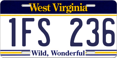 WV license plate 1FS236