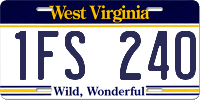 WV license plate 1FS240