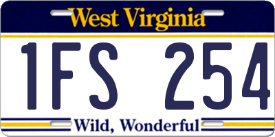 WV license plate 1FS254